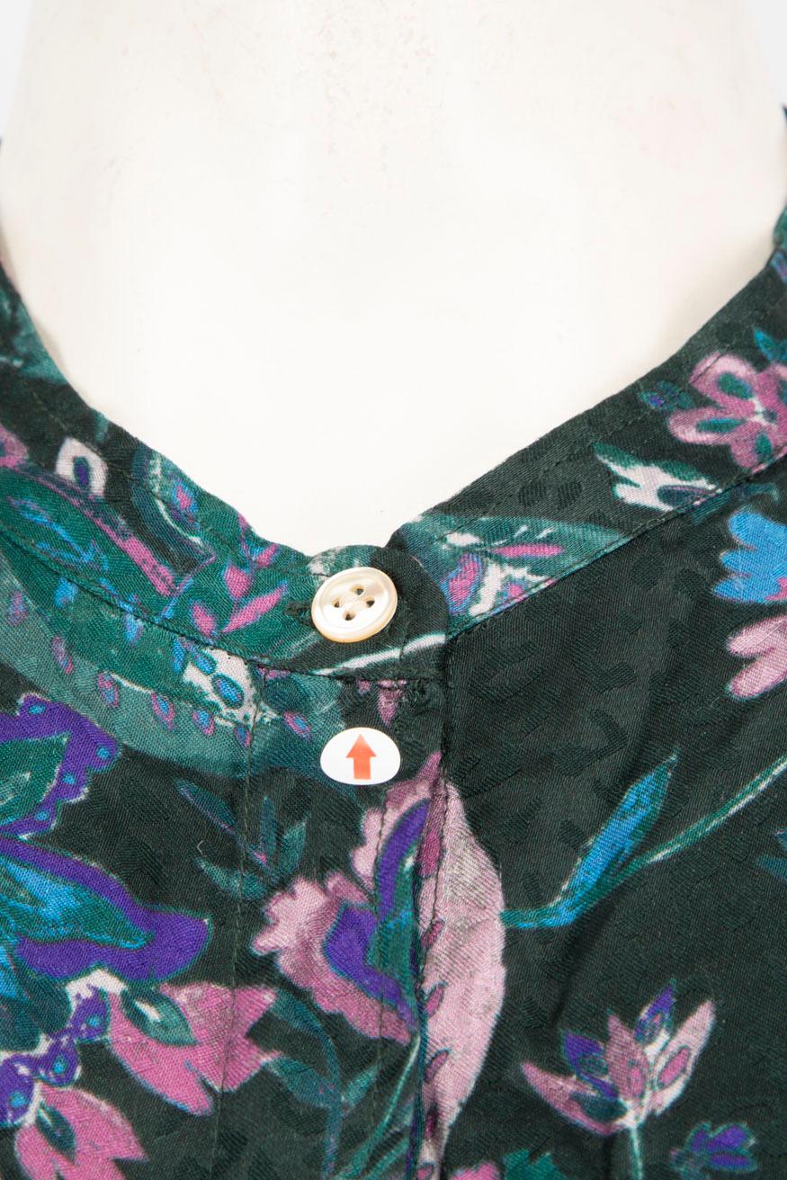Women's Isabel Marant Green Floral Print Shirt Size L For Sale
