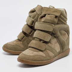 Isabel Marant Green Leather and Suede Bekett Sneakers Size 37