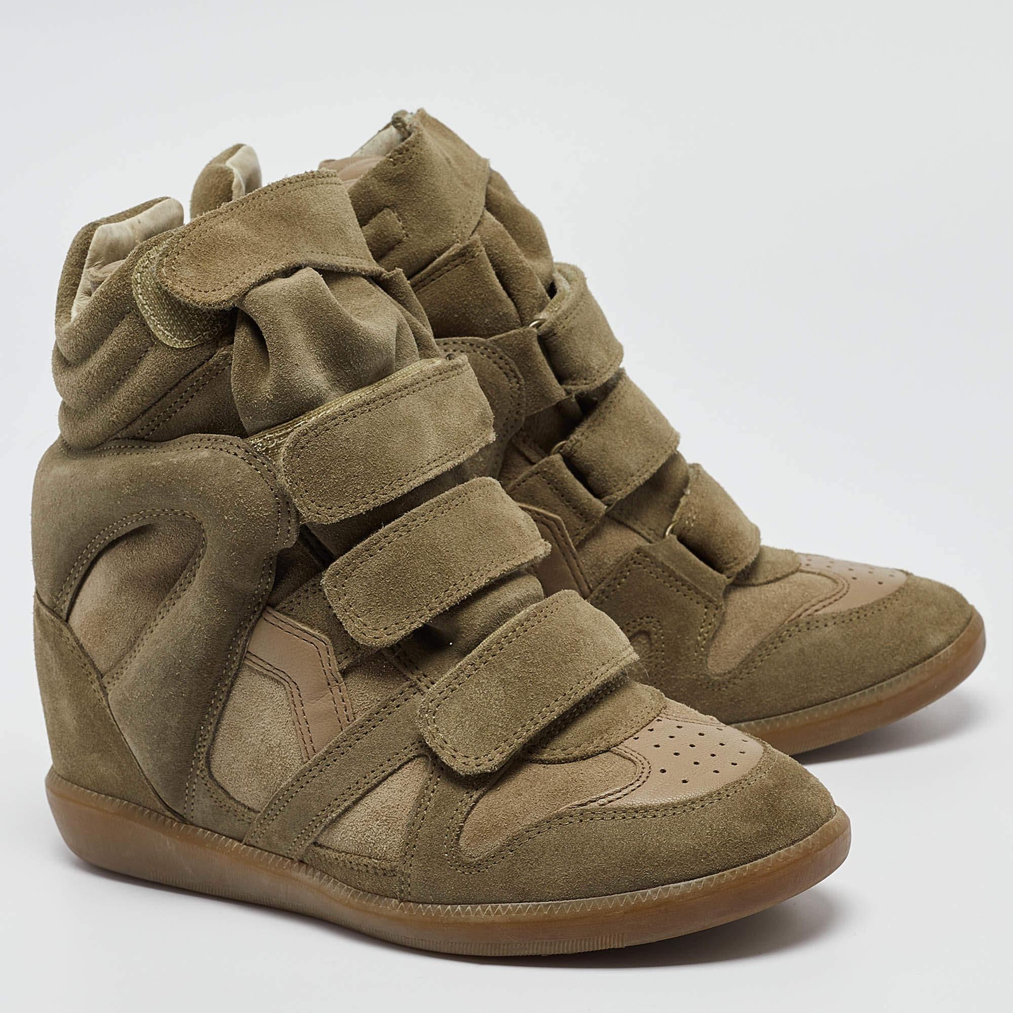 Women's Isabel Marant Green Leather and Suede Bekett Sneakers Size 37