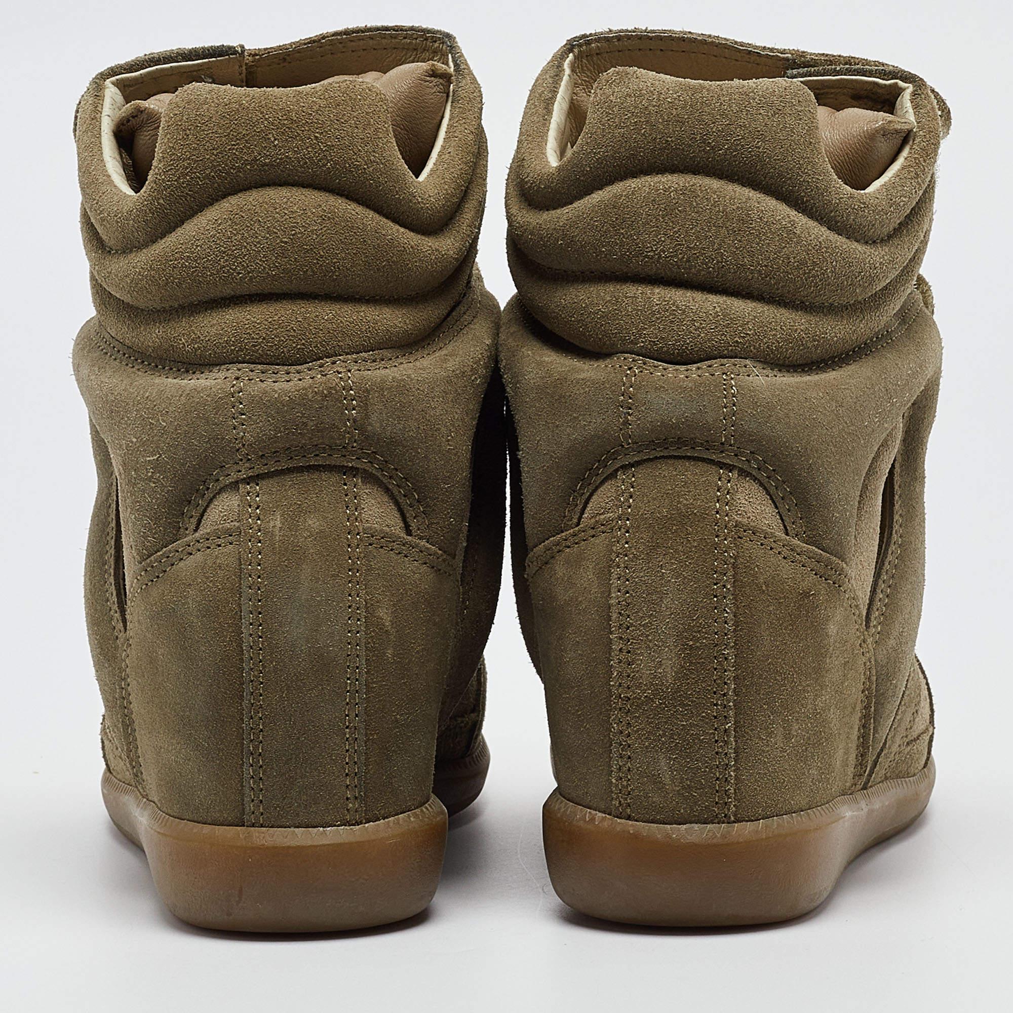 Isabel Marant Green Leather and Suede Bekett Sneakers Size 37 1