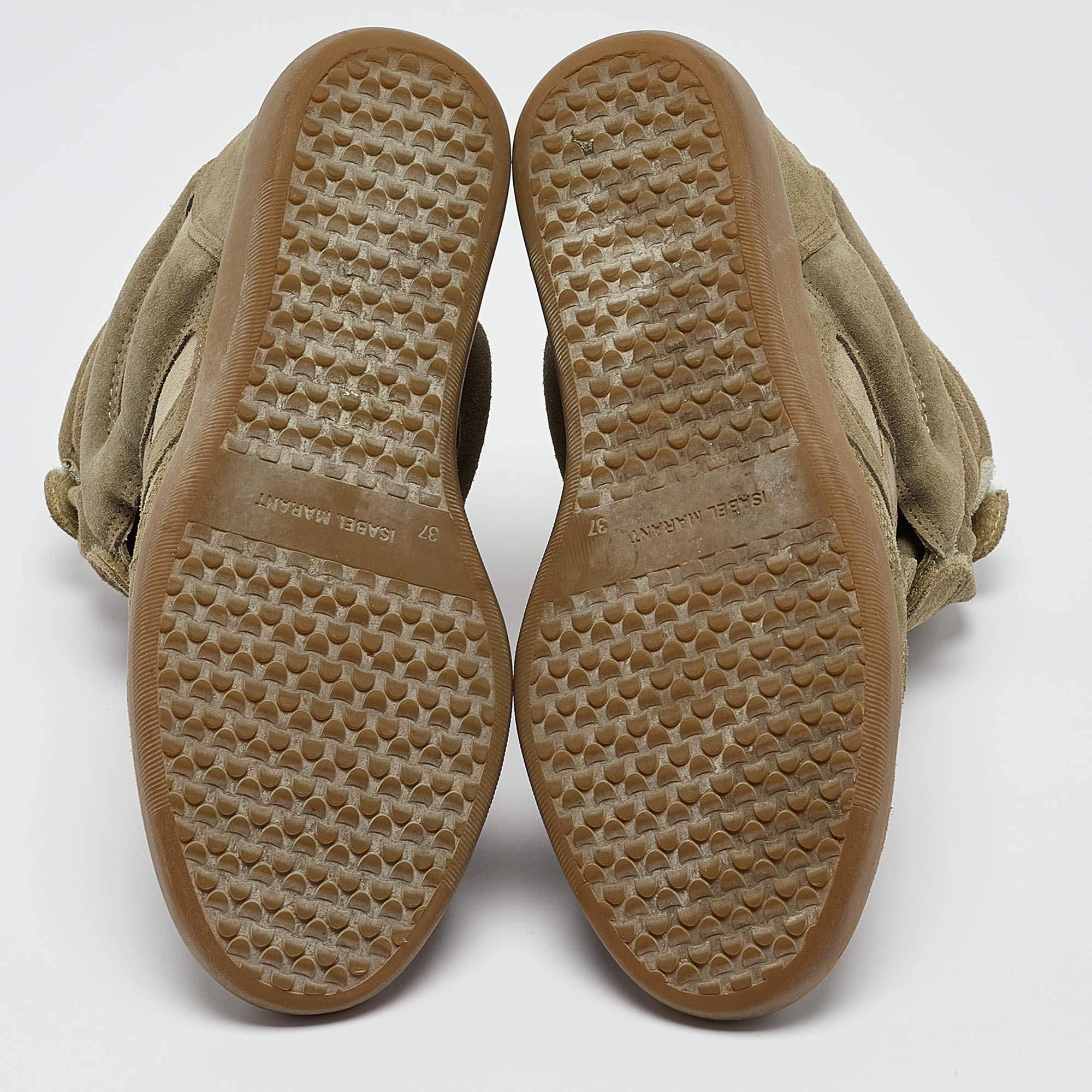 Isabel Marant Green Leather and Suede Bekett Sneakers Size 37 2