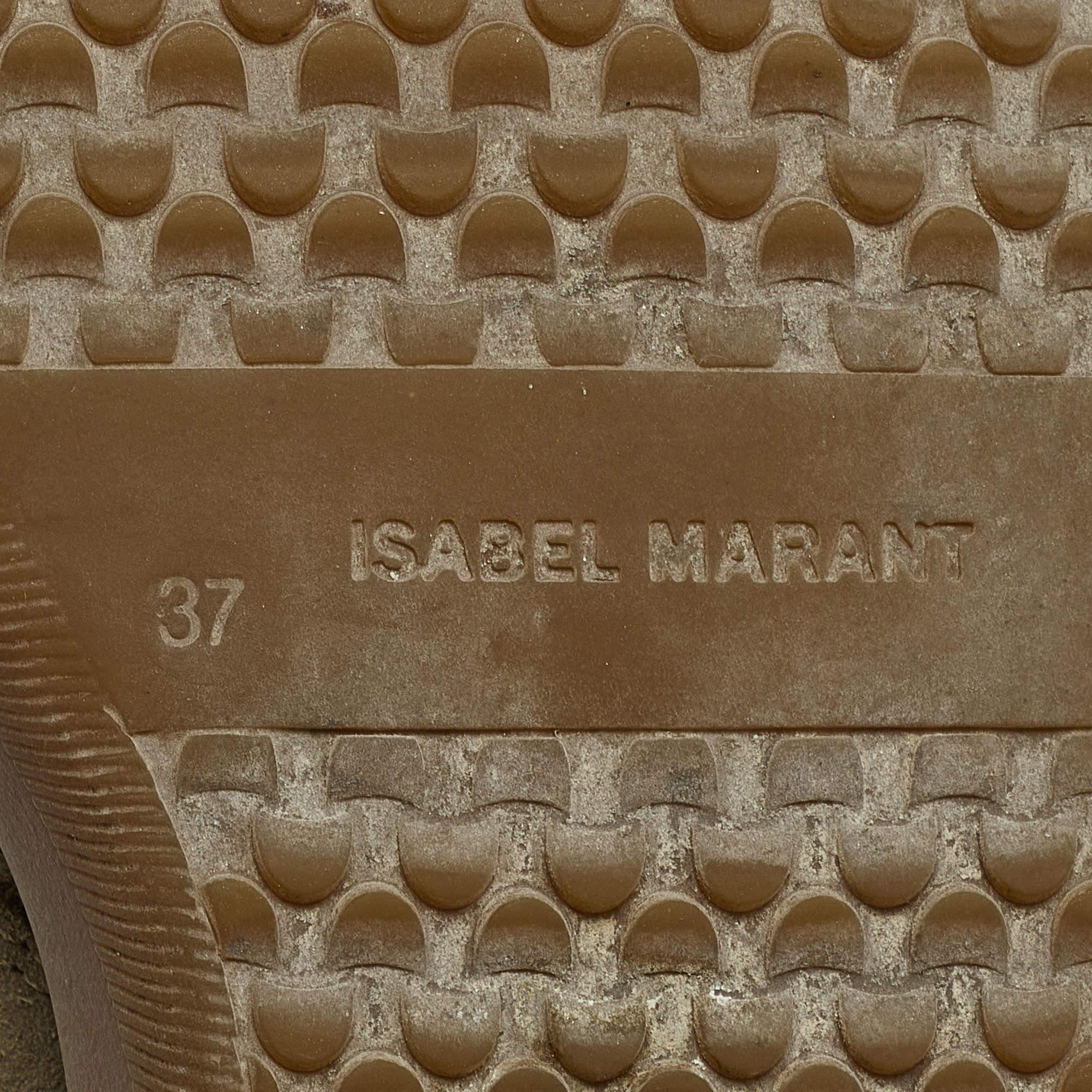 Isabel Marant Green Leather and Suede Bekett Sneakers Size 37 3