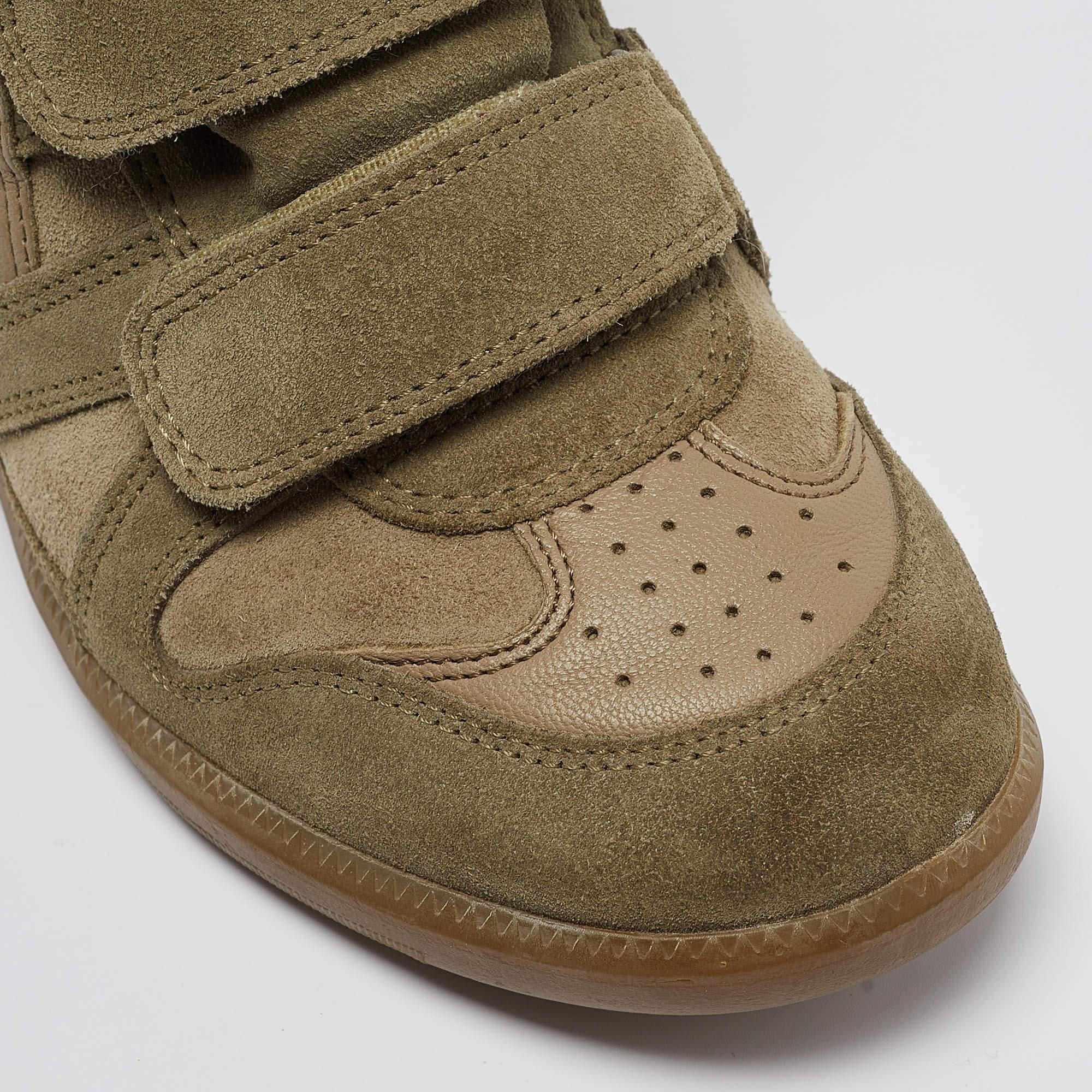 Isabel Marant Green Leather and Suede Bekett Sneakers Size 37 4