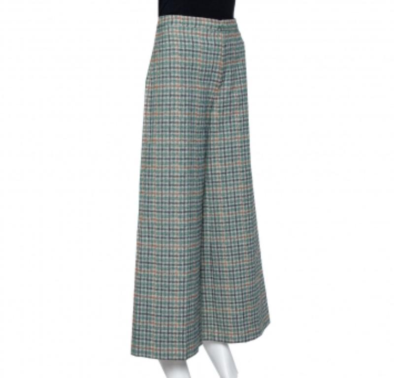 Caratterizzati da raffinati segni sartoriali, da una silhouette a gamba larga e da un fascino grandioso, questi pantaloni in cotone a quadri Principe di Galles verde di Isabel Marant sono molto comodi e offrono un'ottima esperienza d'uso. Il paio