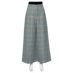 Isabel Marant Green Prince Of Wales Checkered Cotton Wide Leg Telis Trousers M
