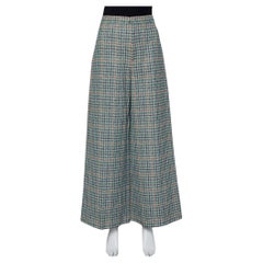 Isabel Marant Green Prince Of Wales Checkered Cotton Wide Leg Telis Trousers M