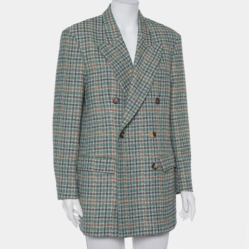 Leave everyone amazed by stepping out in this gorgeous Prince Of Wales blazer by Isabel Marant. Each creation from the label exudes a sophisticated feel coupled with classic designs, and so does this blazer fashioned in a green hue with a checkered
