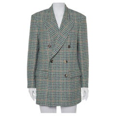 Isabel Marant Green Prince Wales Checkered Cotton Double Breasted Telis Blazer M