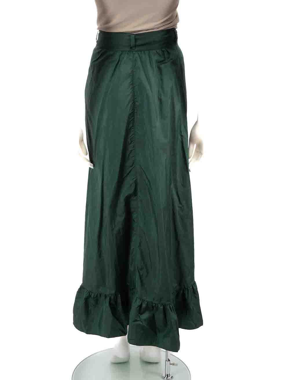 Isabel Marant Green Ruffle Trimmed Wrap Midi Skirt Size XS In New Condition For Sale In London, GB