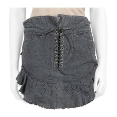 Isabel Marant Grey Broderie Mini Lace Up Skirt Size M