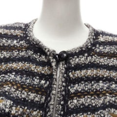 ISABEL MARANT grey brown wool mohair striped boucle long cardigan FR38 M
