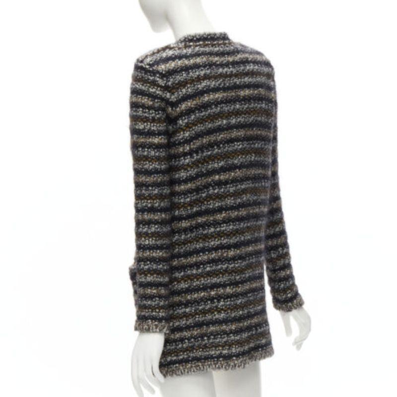 ISABEL MARANT grey brown wool mohair striped boucle long cardigan FR38 M 3