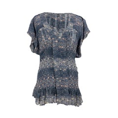 Isabel Marant Gris Estampado Blusa Manga Corta Talla 36 FR