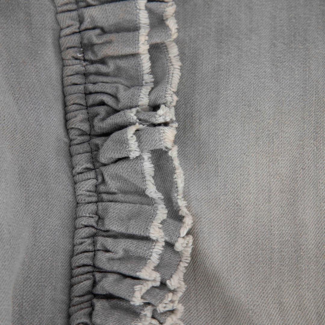 Gray Isabel Marant Grey Ruffle Trim Denim Blouse Size XL For Sale