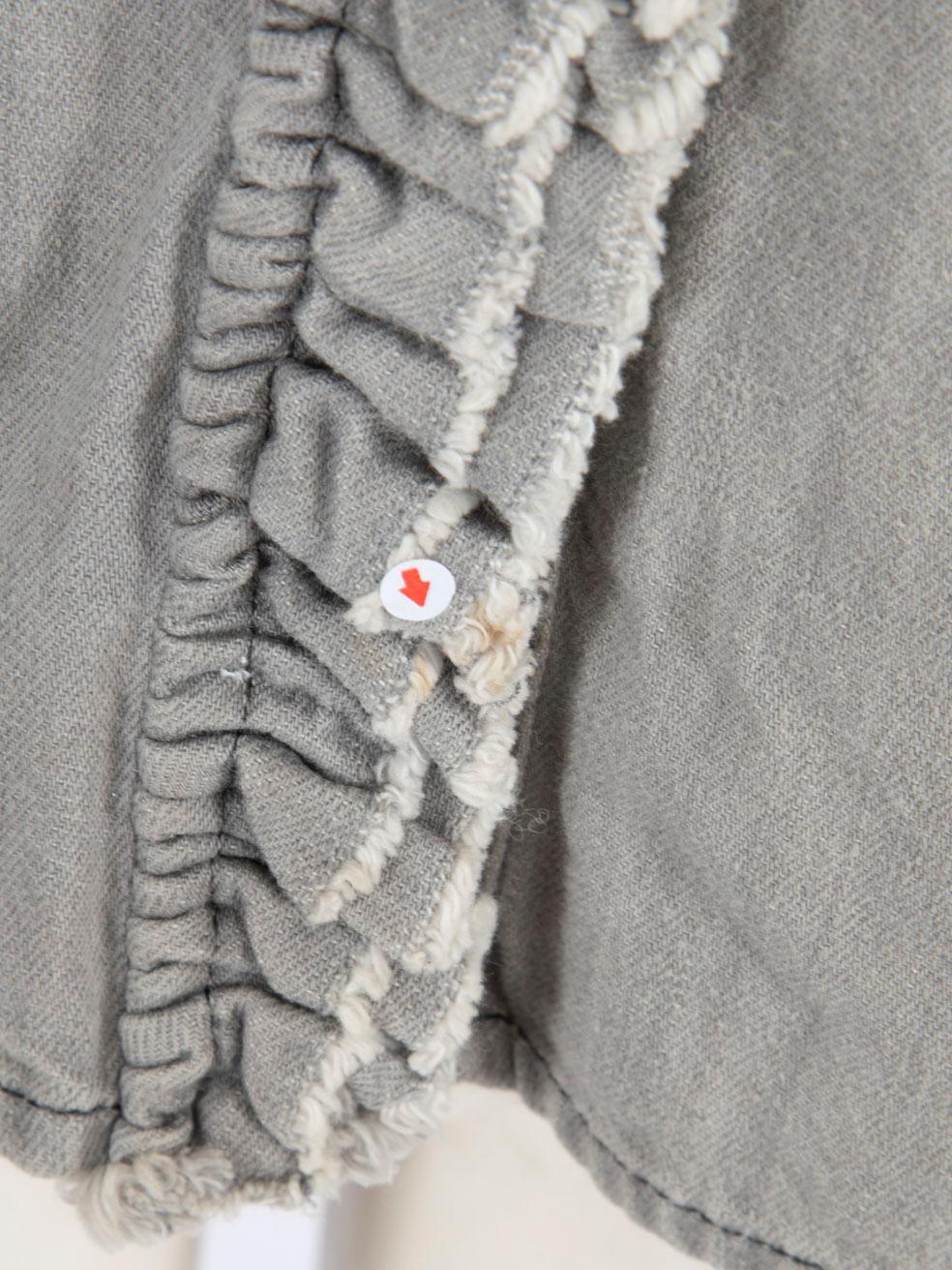 Isabel Marant Grey Ruffle Trim Denim Blouse Size XL In Good Condition For Sale In London, GB