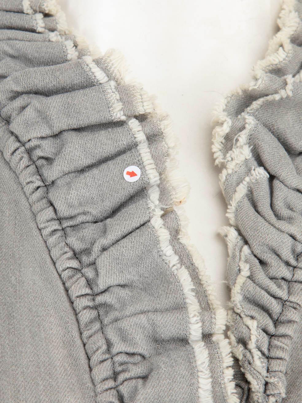 Isabel Marant Grey Ruffle Trim Denim Blouse Size XL For Sale 1