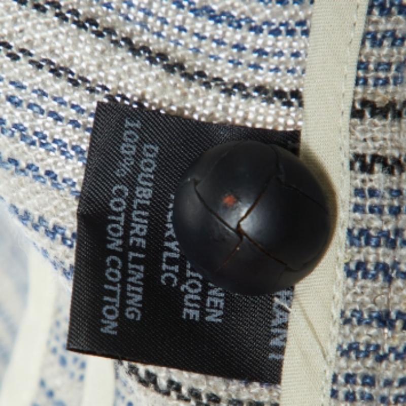 Isabel Marant Top court en lin à rayures grises et manches papillon XS en vente 1