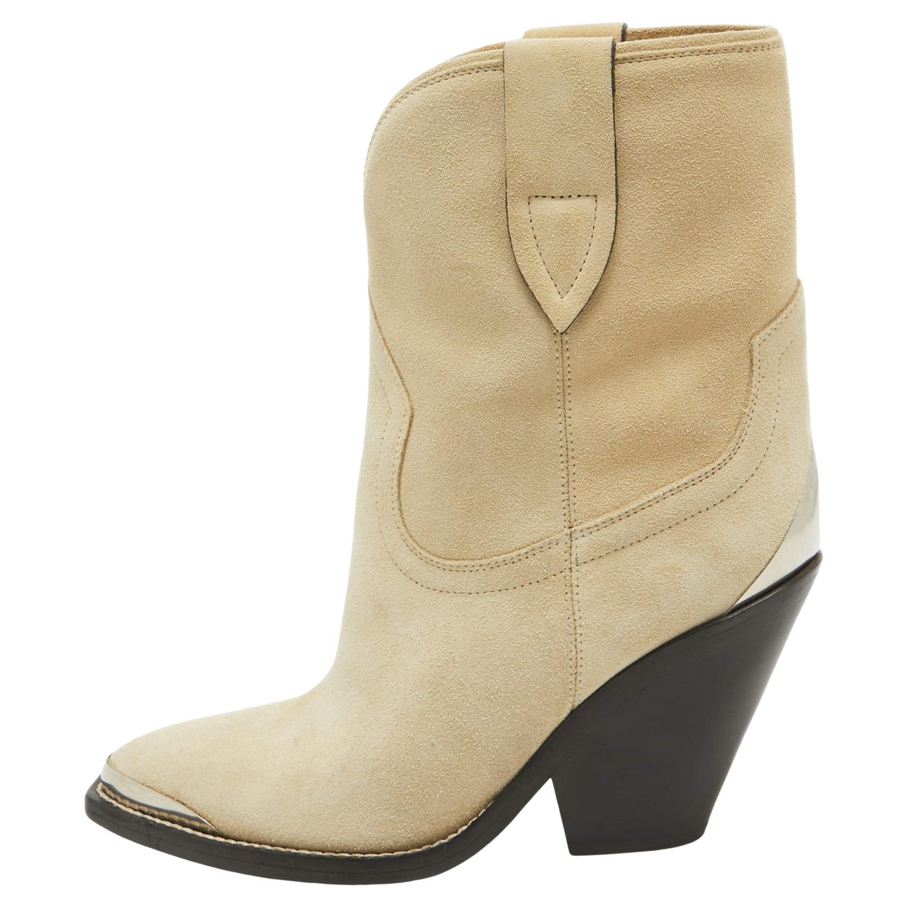 Isabel Marant Grey Suede Ankle Boots Size 38 For Sale