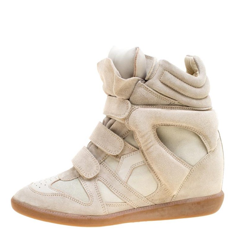 Isabel Marant Grey Suede Bekett Wedge Sneakers Size 41 For Sale at 1stDibs
