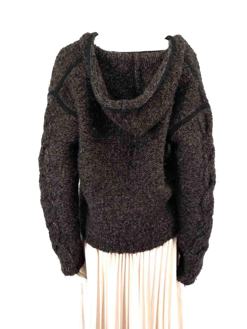 Isabel Marant Grey Wool Hooded Knit Jumper Size M In Good Condition For Sale In London, GB