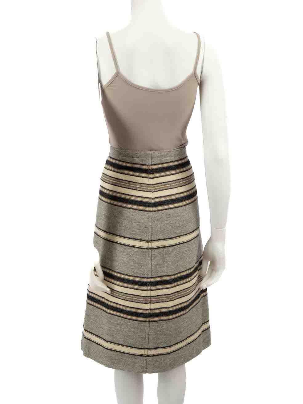 Isabel Marant Grey Wool Striped Tassel Wrap Skirt Size L In New Condition For Sale In London, GB