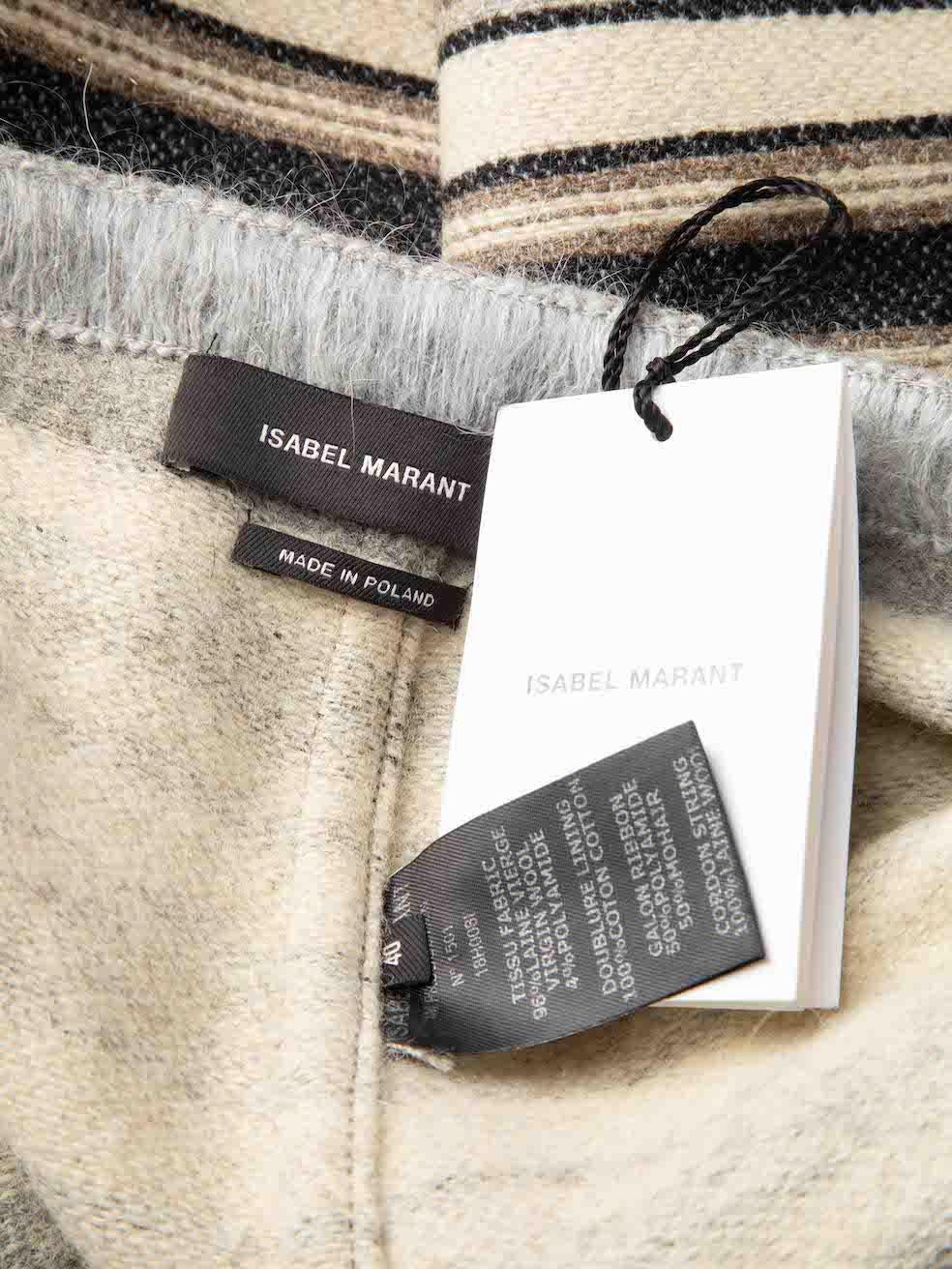 Women's Isabel Marant Grey Wool Striped Tassel Wrap Skirt Size L For Sale