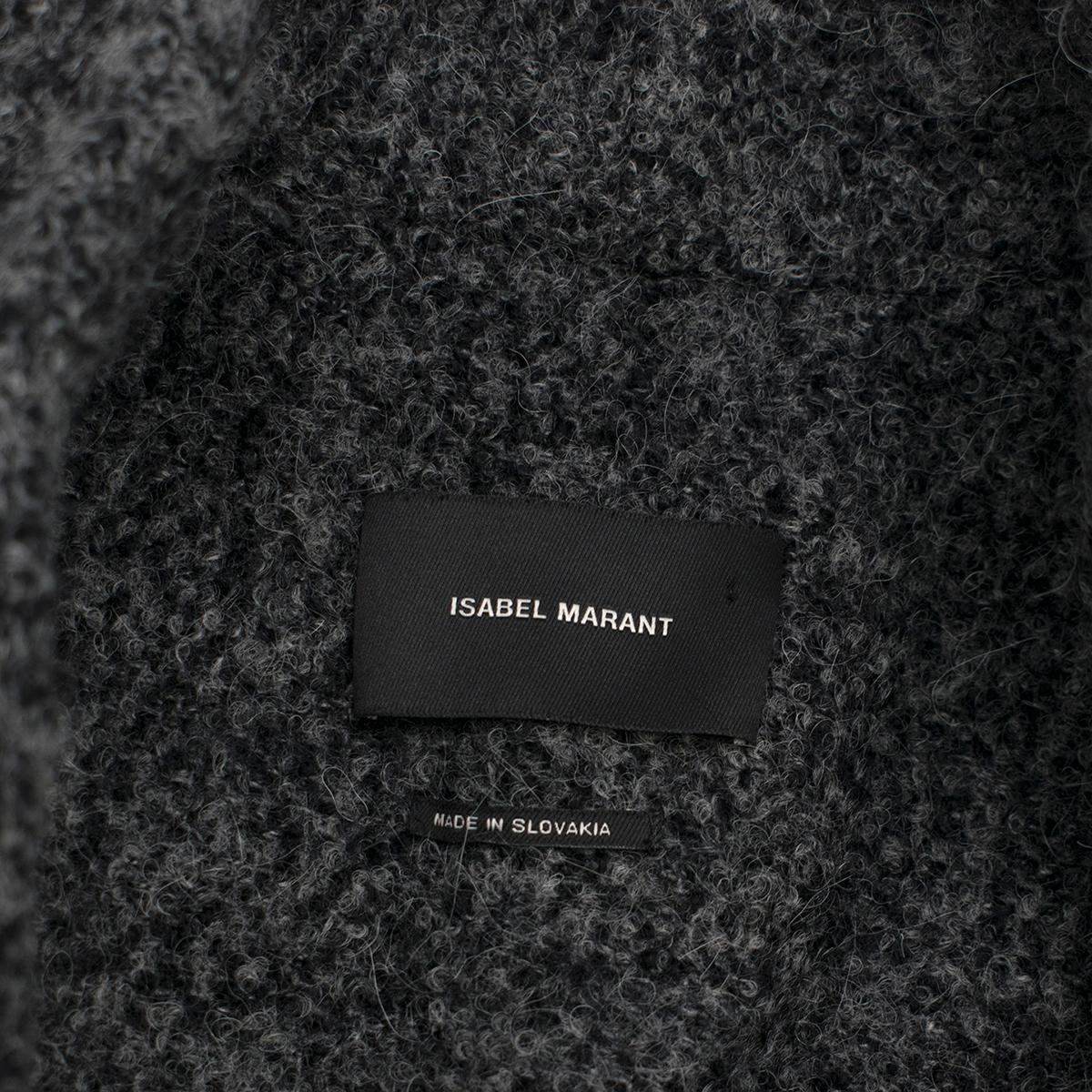 Black Isabel Marant Gunmetal Sequin Wool Blend Jacket Size FR 36