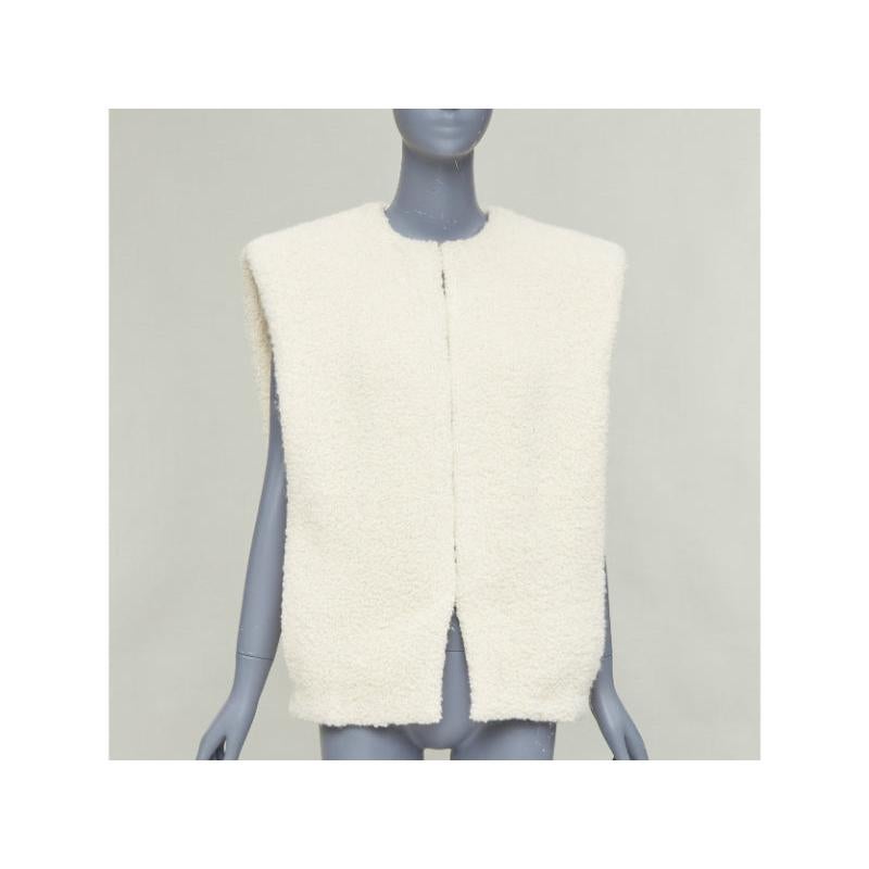 Grigio ISABEL MARANT Gwendalia cream wool boucle boxy vest gilet FR34 XS in vendita