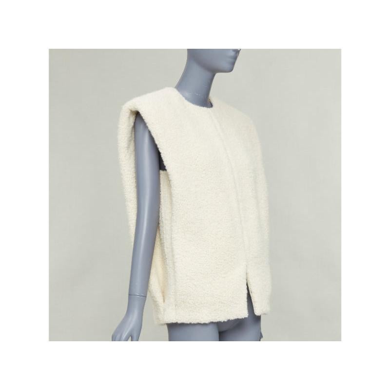 Donna ISABEL MARANT Gwendalia cream wool boucle boxy vest gilet FR34 XS in vendita