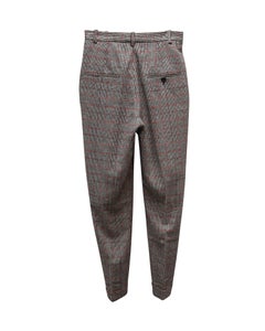Isabel Marant High Rise Checked Pants in Beige Polyester