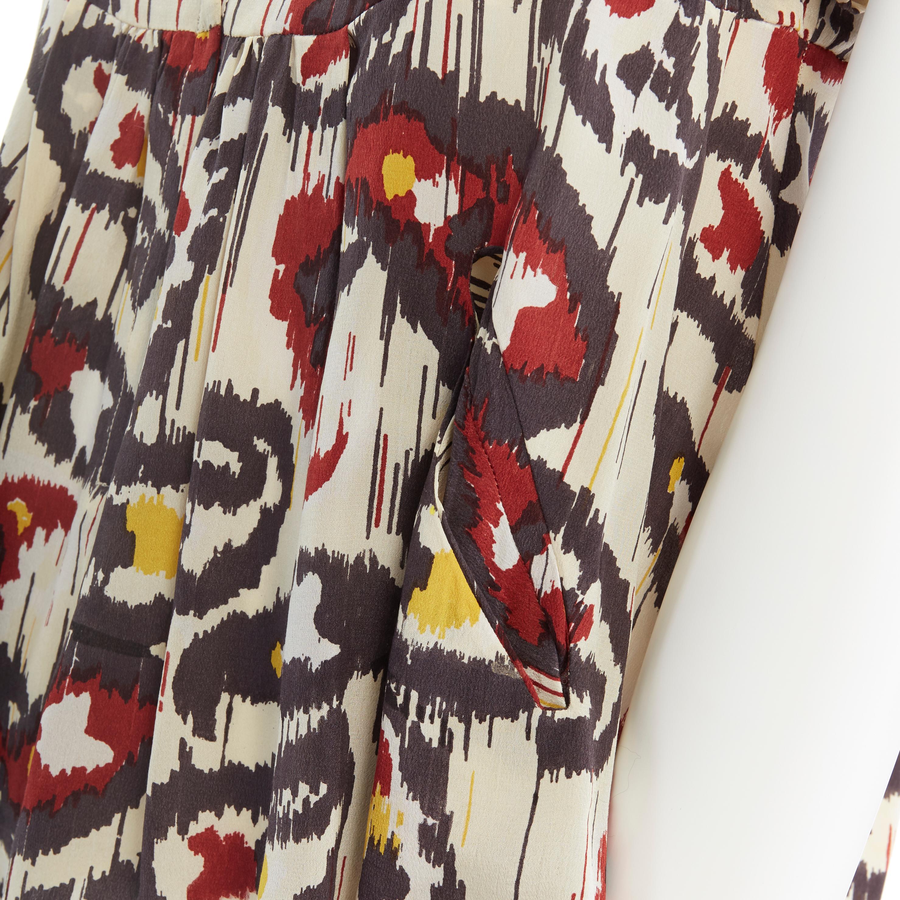 ISABEL MARANT Ikat cream ethnic print silk ruffle cut-out top FR34 XS US2 UK6 For Sale 4