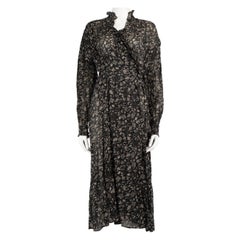 Isabel Marant Isabel Marant √âtoile Black Floral Print Midi Wrap Dress Size S