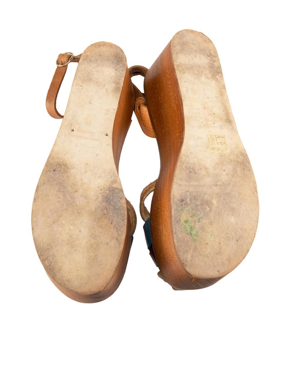 Women's Isabel Marant Isabel Marant √âtoile Brown Leather Wood Platform Sandals Size IT For Sale