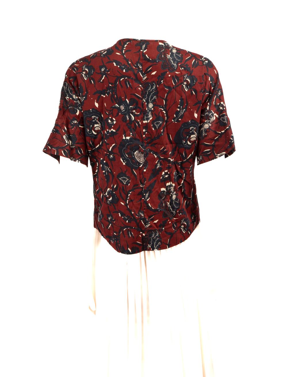 Brown Isabel Marant Isabel Marant √âtoile Burgundy Floral Print Blouse Size S
