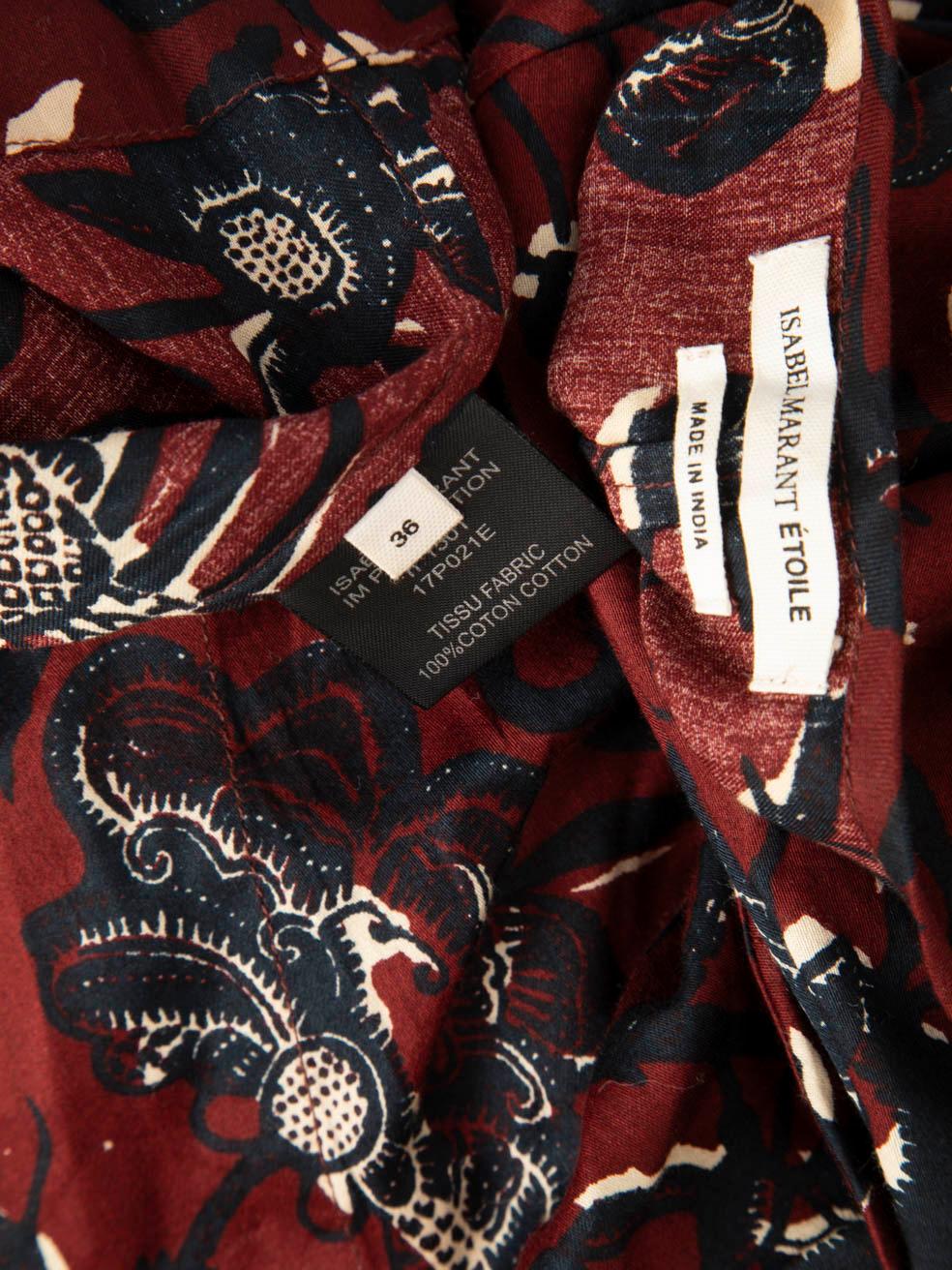 Women's Isabel Marant Isabel Marant √âtoile Burgundy Floral Print Blouse Size S