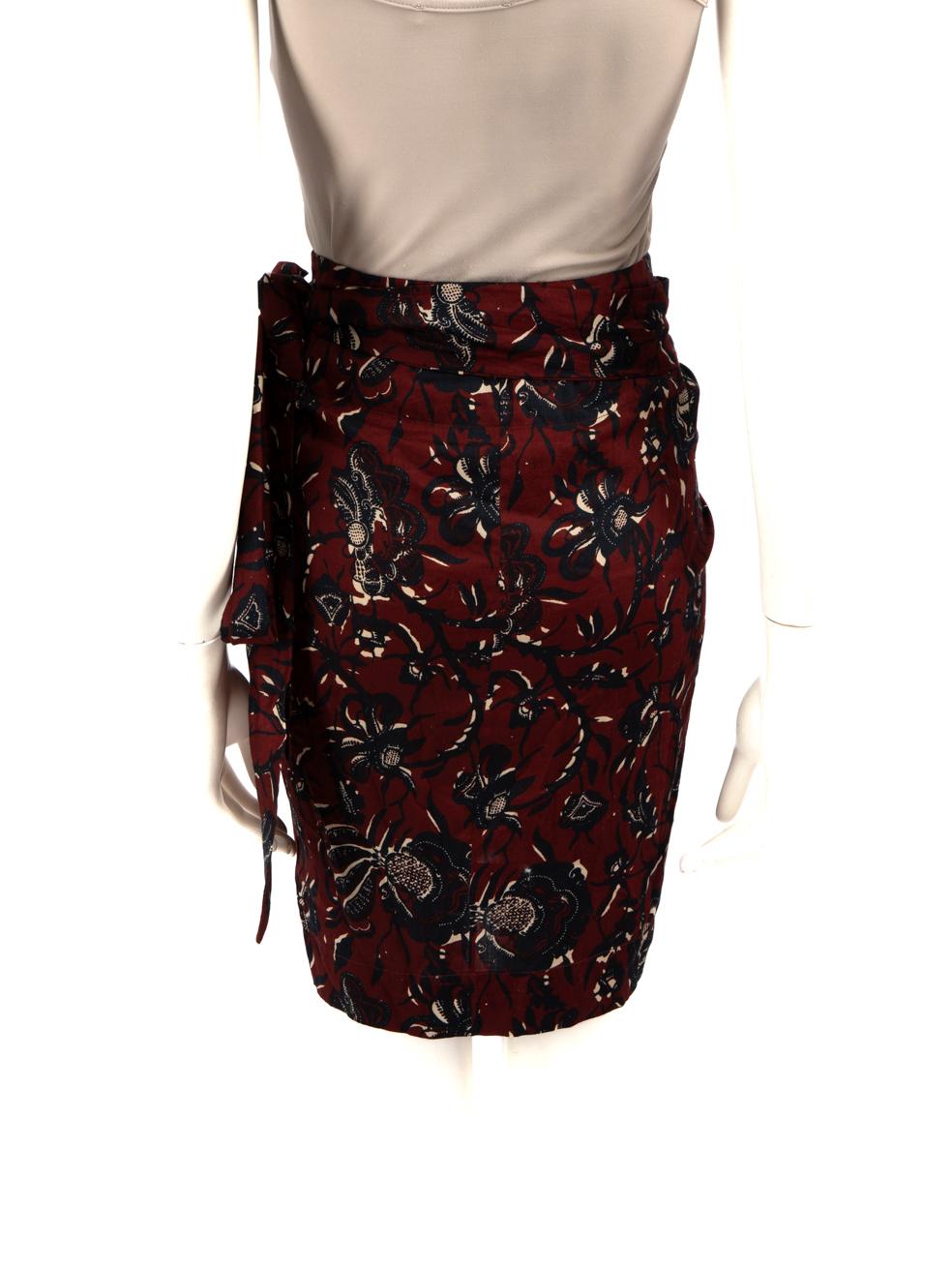 Isabel Marant Isabel Marant √âtoile Burgundy Floral Wrap Mini Rock Größe M (Schwarz)