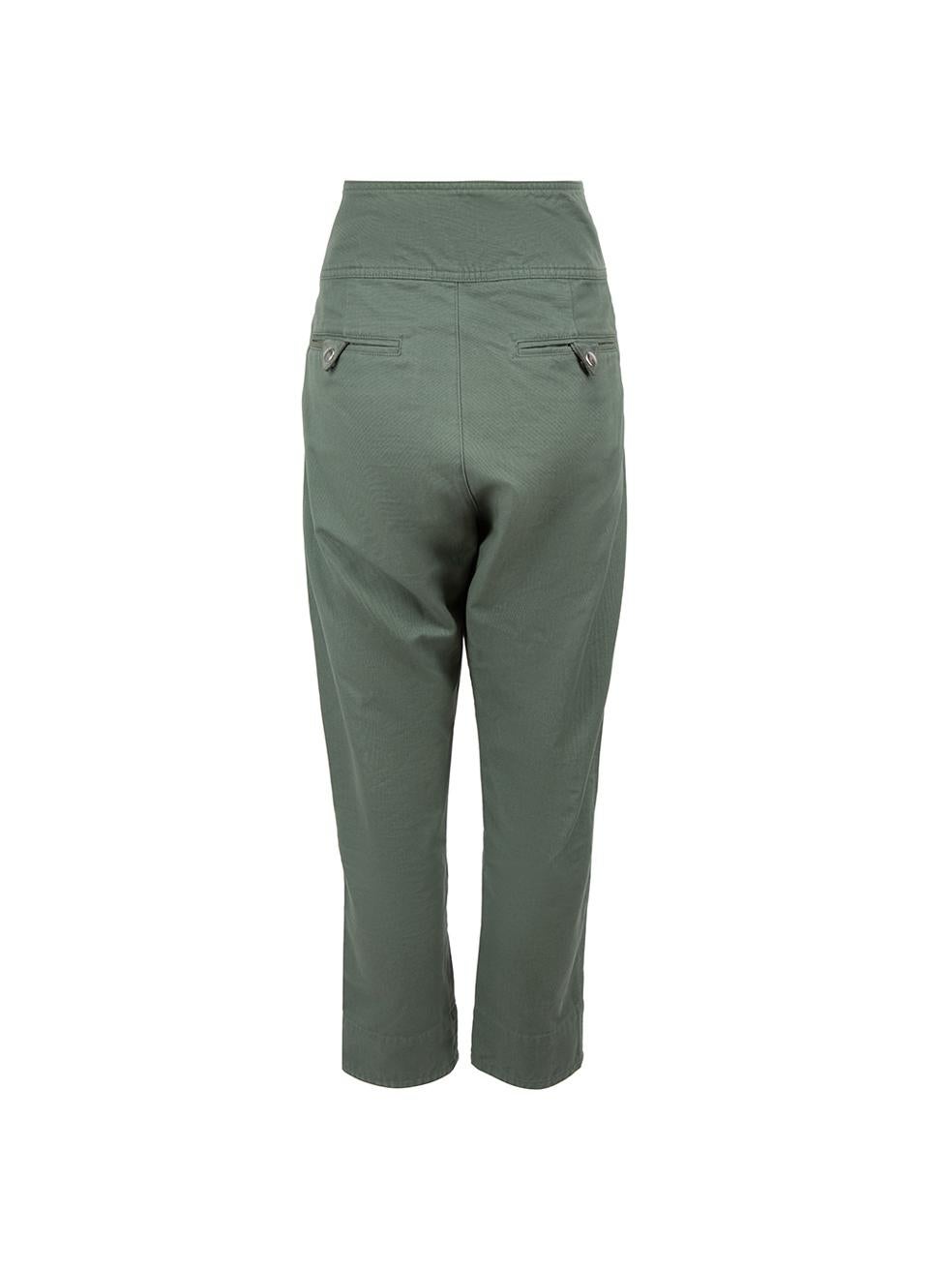 CONDITION is Very good. Hardly any visible wear to trousers is evident on this used Isabel Marant Étoile designer resale item.

Details
Green
Cotton
Trousers
Tapered fit
Cropped
High rise
Fly zip and button fastening
2x Side pockets
2x Back