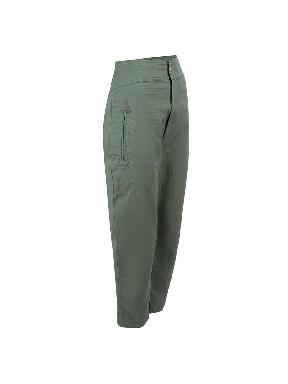 Isabel Marant Isabel Marant √âtoile Green Tapered Cropped Trousers Size M In Excellent Condition For Sale In London, GB