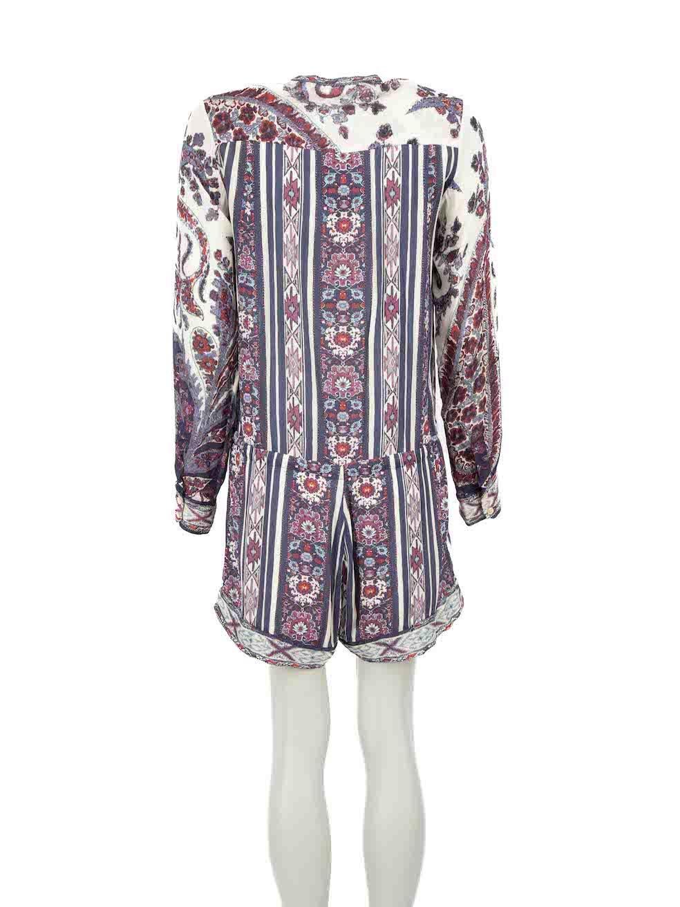 Isabel Marant Isabel Marant √âtoile Purple Floral Long Sleeve Playsuit Size M In Excellent Condition For Sale In London, GB