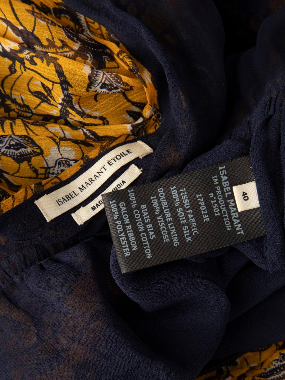 Isabel Marant Isabel Marant √âtoile Yellow Silk Floral V Neck Dress Size L 1
