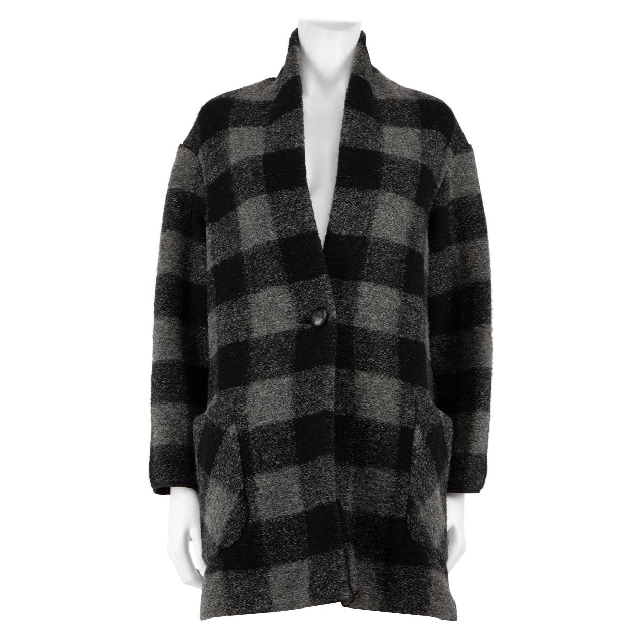 Isabel Marant Isabel Marant √âtolie Grey Check Pattern Coat Size XS