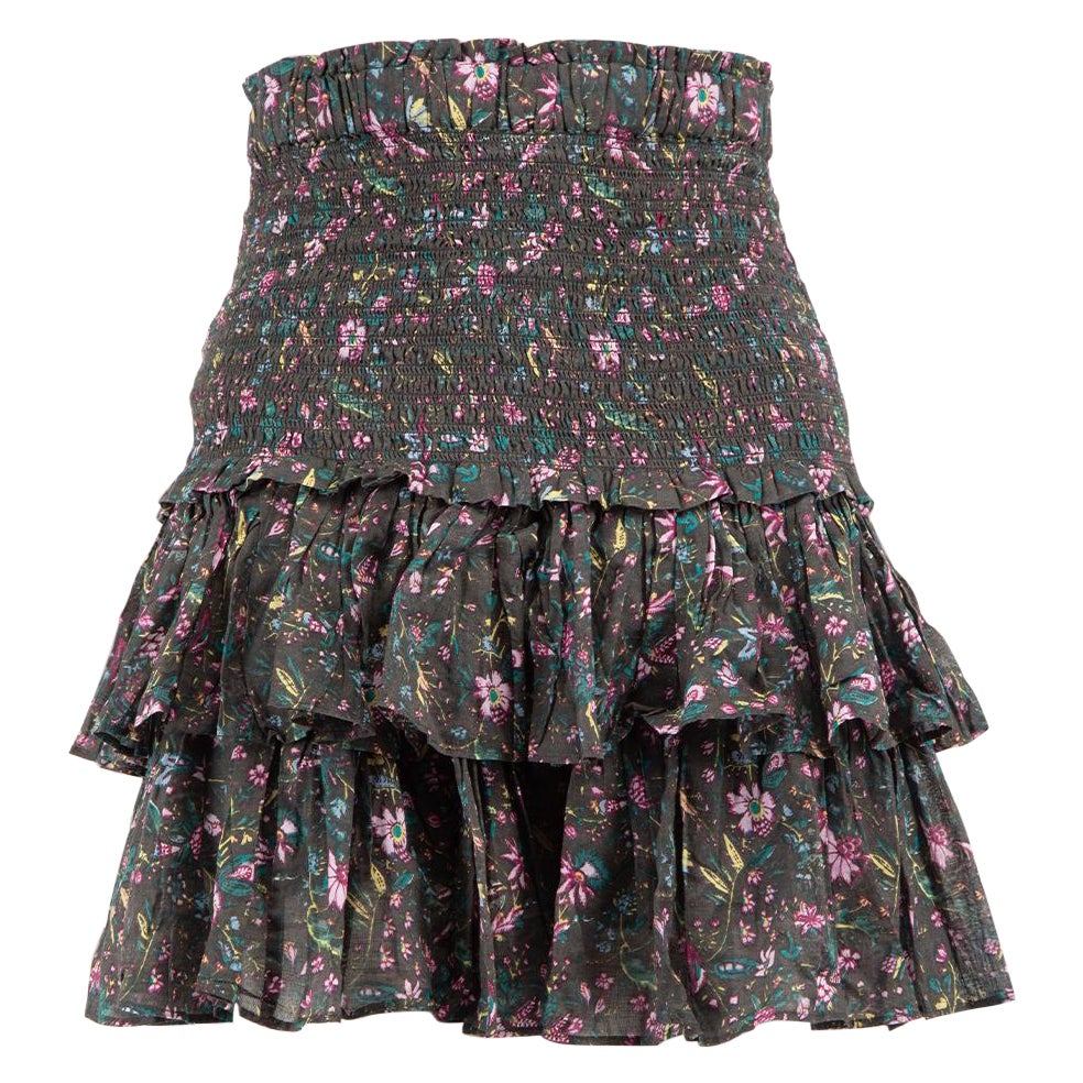 Isabel Marant Isabel Marant √âtolie Khaki Floral Print Ruffle Skirt Size M