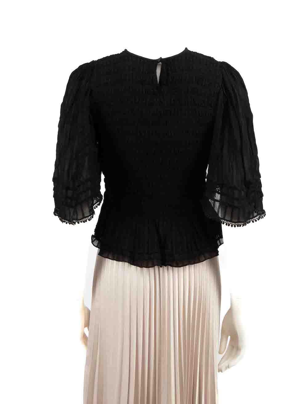 Isabel Marant Isabel Marant Etoile Black Ruched Lace Trim Ribbed Top Size L In Good Condition In London, GB