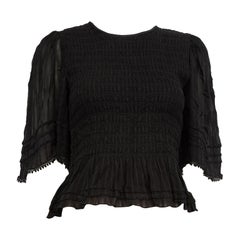 Isabel Marant Isabel Marant Etoile Black Ruched Lace Trim Ribbed Top Size L