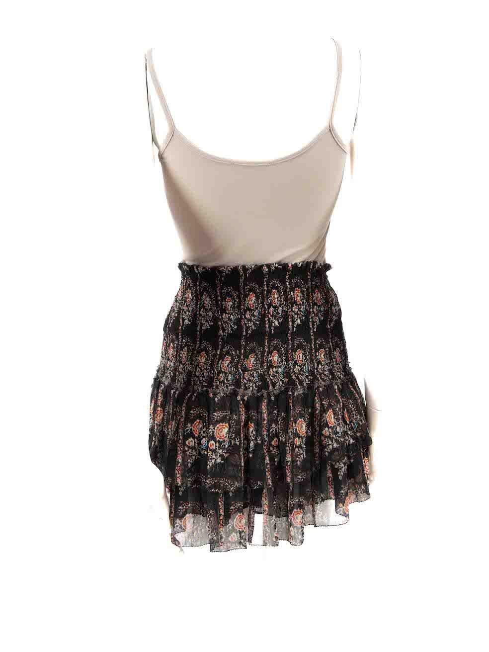 Isabel Marant Isabel Marant Étoile Black Silk Floral Layered Skirt Size XL In Good Condition For Sale In London, GB
