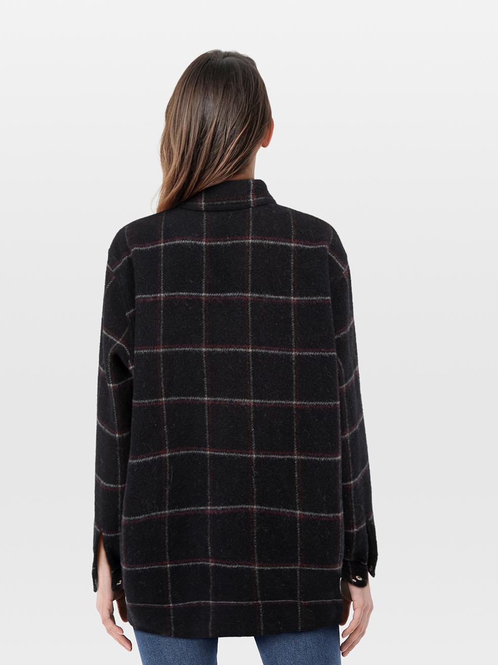 CONDITION is Very good. Minimal wear to the jacket is evident. Marks on the front left, front right and both sleeves on this used Isabel Marant Étoile designer resale item.
 
 
 
 Details
 
 
 Black
 
 Wool
 
 Shirt jacket
 
 Checkered pattern
 
