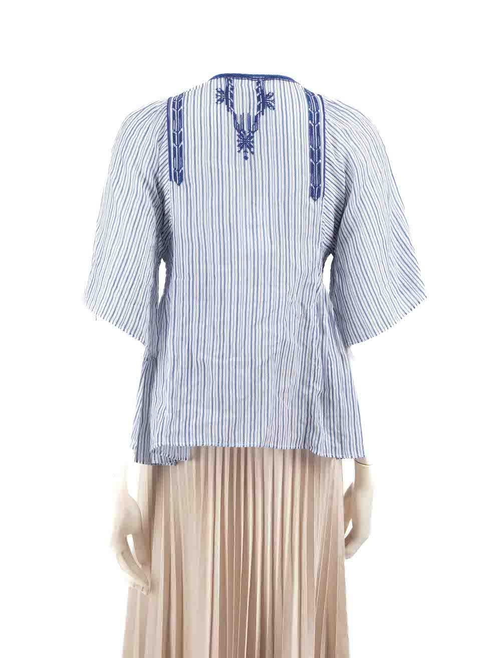 Gris Isabel Marant Isabel Marant Étoile Top rayé à pompon bleu Taille XS en vente