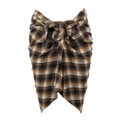 Isabel Marant Isabel Marant Étoile Brown Wool Tartan Pleated Skirt Size S