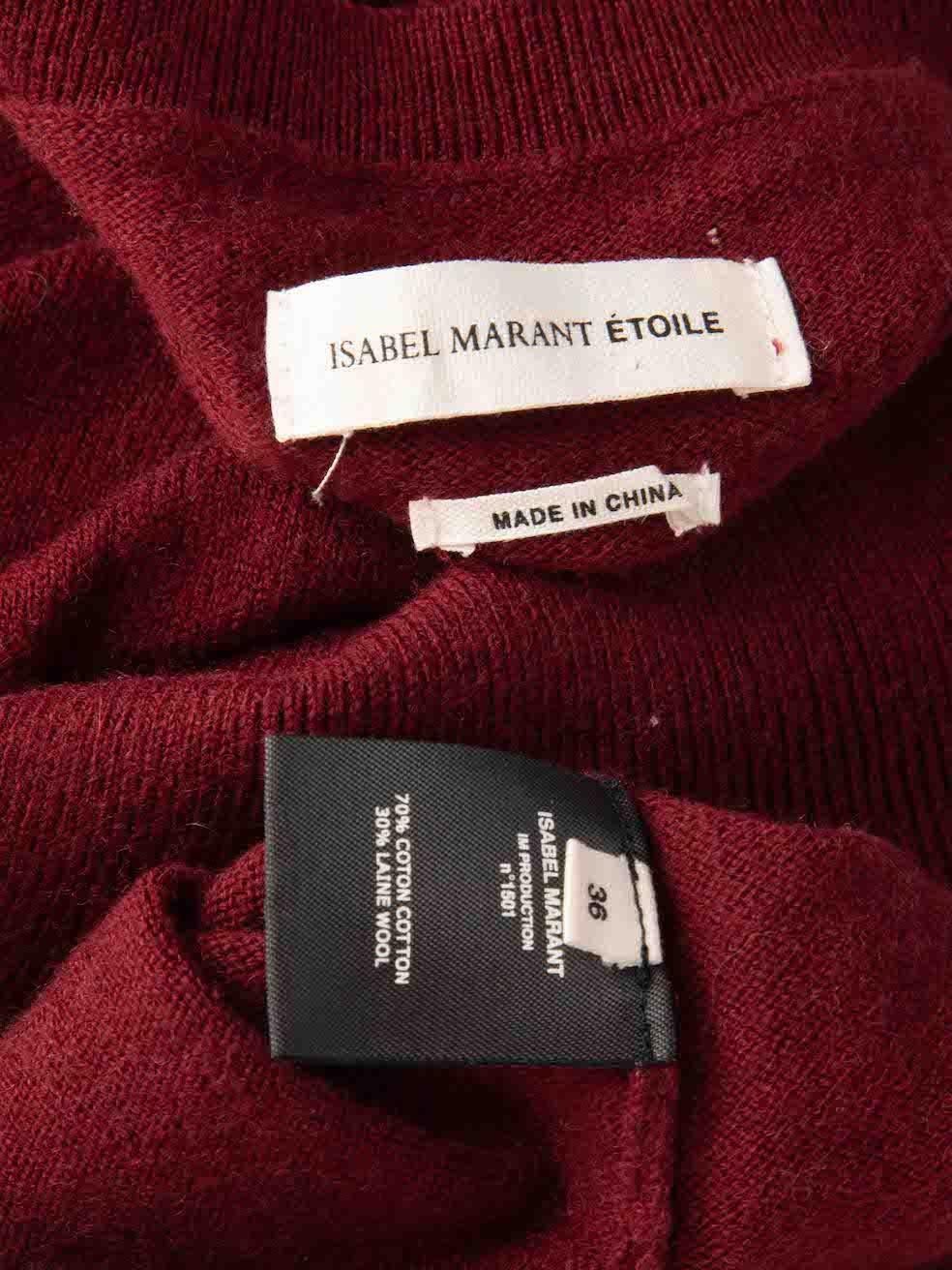 Women's Isabel Marant Isabel Marant Etoile Burgundy Knitted Split-Hem Jumper Size S For Sale