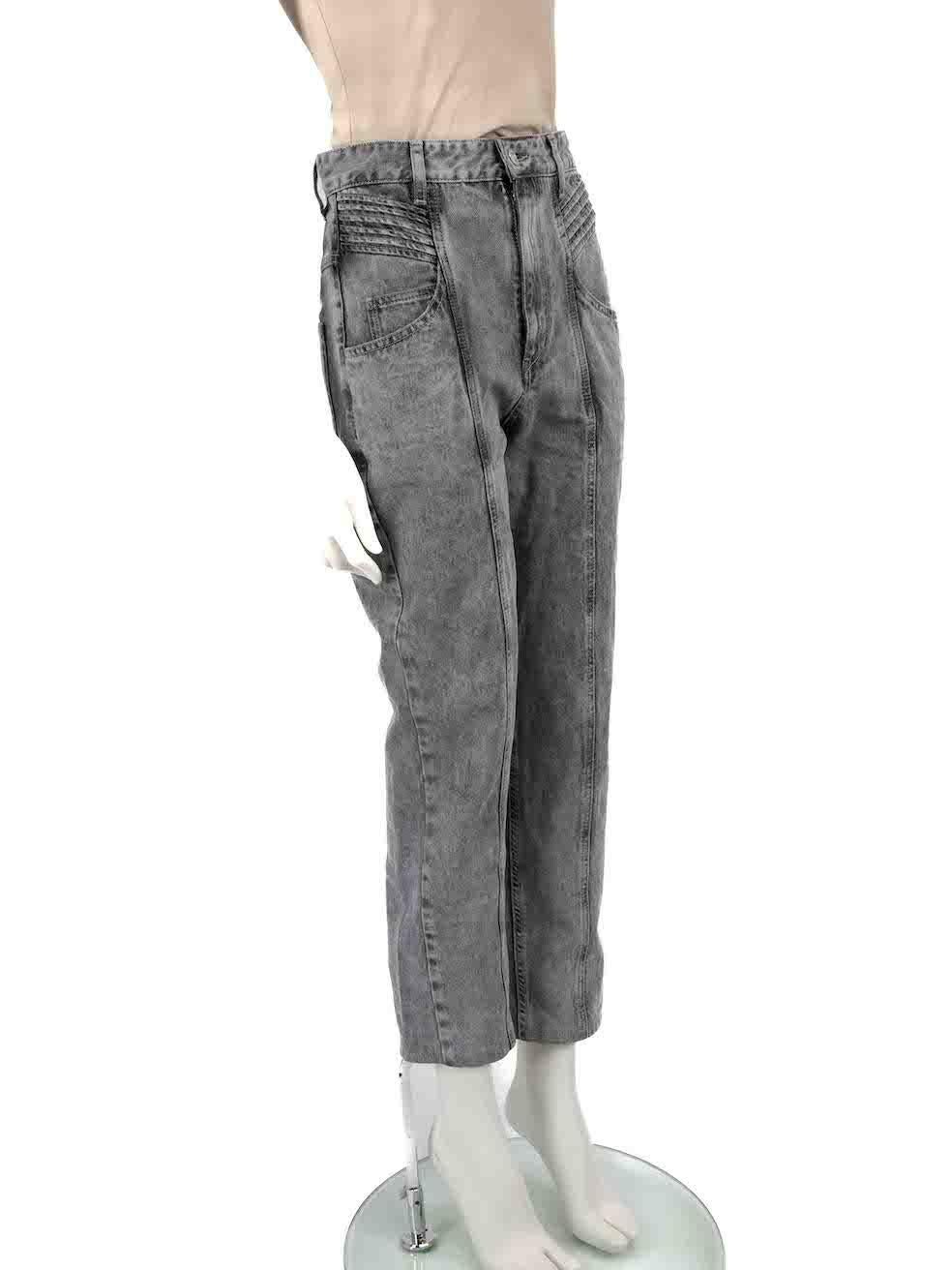 CONDITION is Very good. Minimal wear to trousers is evident. Minimal wear to discolouration mark to the rear hip area on this used Isabel Marant Étoile designer resale item.

Details
Grey
Denim
Jeans
High rise
Straight leg
3x Front pockets
2x Back